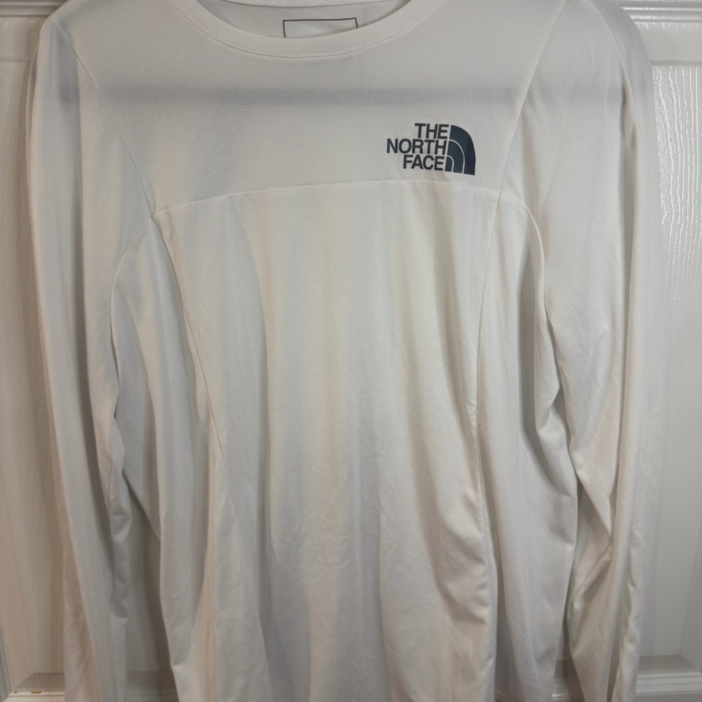 The North Face Men's Long Sleeve Tech Tee in White with Black Logo